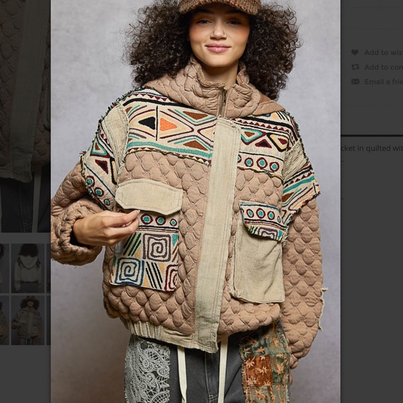 POL “ Aria 3 “ POL Quilted Mock Neck Jacket with Jacquard Contrast 88 - Picture 2 of 6